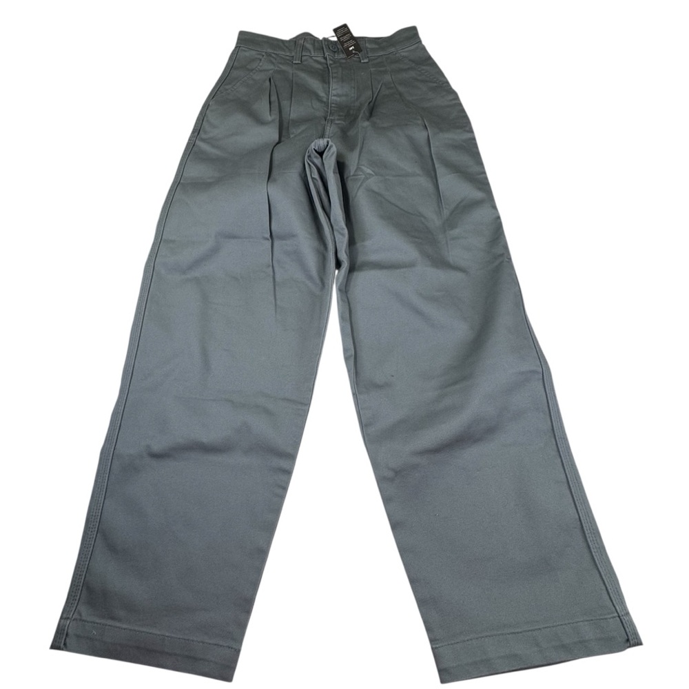 NWT Pants Lee Women Size 25 Blue Cotton Pleated Wide Leg Flood Harbor High Rise